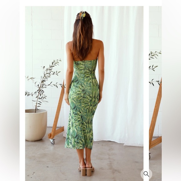 Tropical Print Sheer Drawstring Cinch Slit Thigh Dress Sexy Bodycon Stretch - Picture 4 of 16